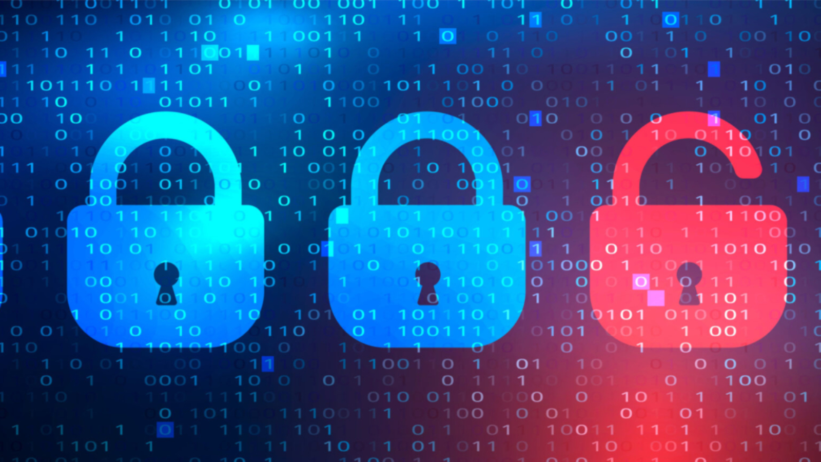 Abstract Technology Dark Background with Locks. Cyber Attack and Data Breach Concept Illustration