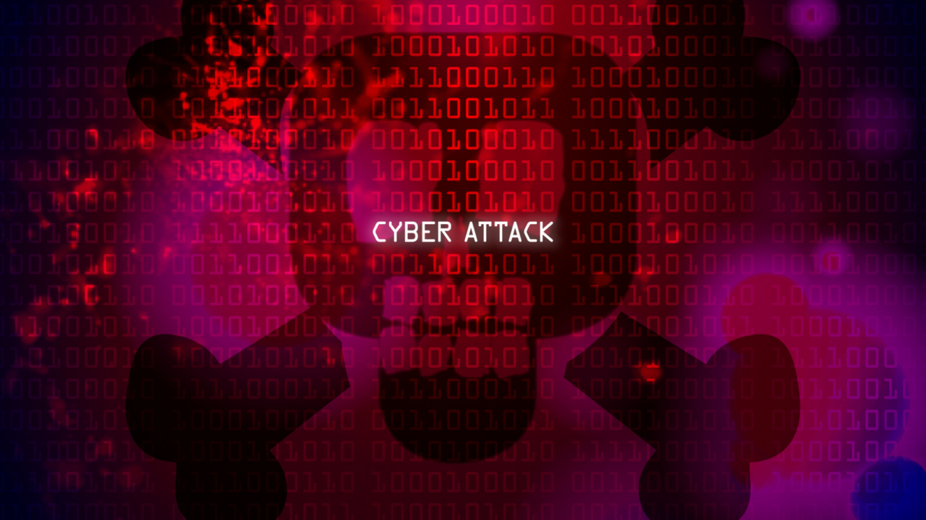 Cyber Attack at a computer, Virus, padlock at screen,