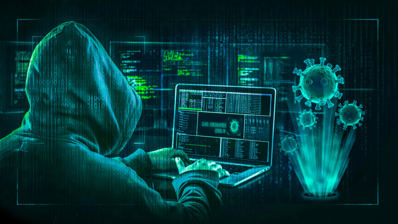 hacker virus malware  attack  during coronavirus pandemic  concept